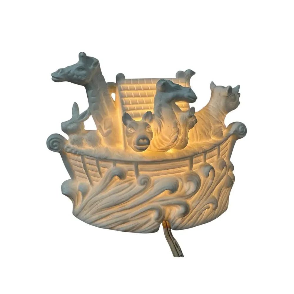 Vintage 1996 Noah’s Ark Ceramic NightLight Lamp Meico Inc - Tested Working